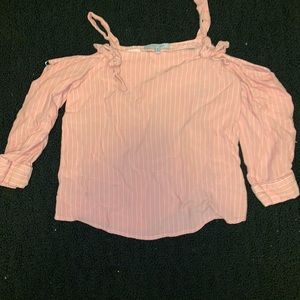 Light pink striped off the shoulder top